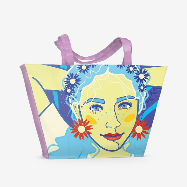 Пляжная сумка «девушка с голубыми волосами»
