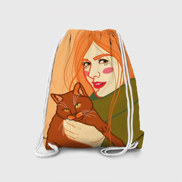 Рюкзак «ражая девушка с котом»