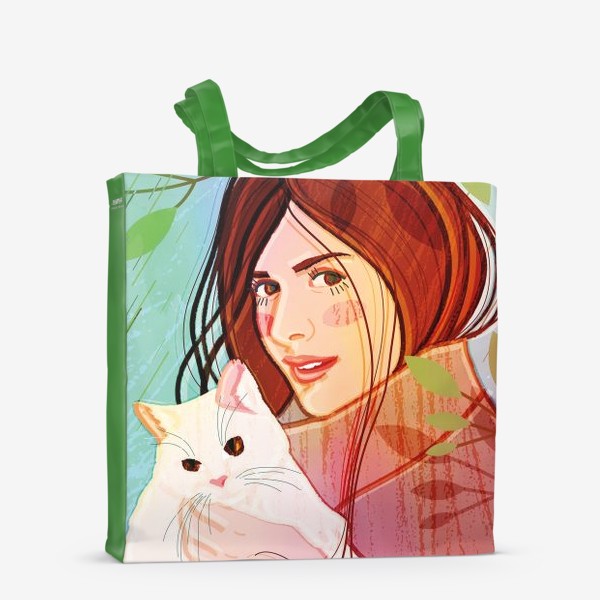 Сумка-шоппер «девушка с котом»