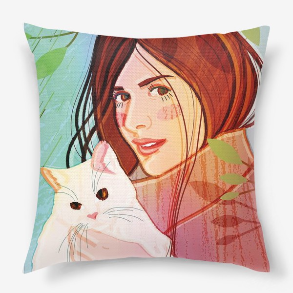 Подушка «девушка с котом»