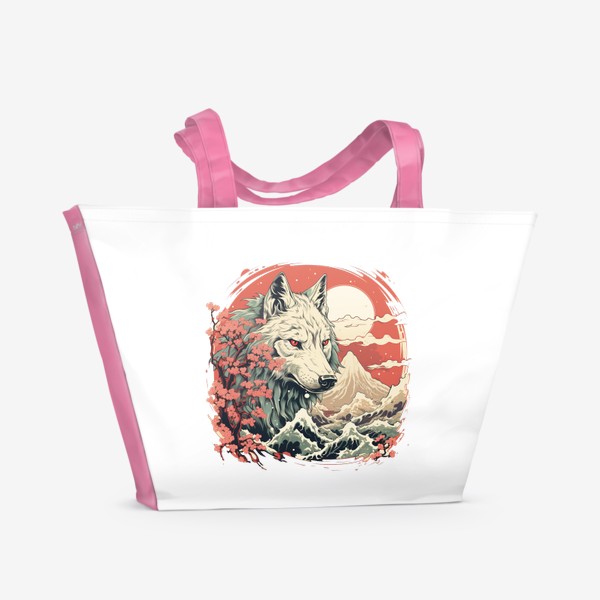 Пляжная сумка «Волк в японском стиле - 2»