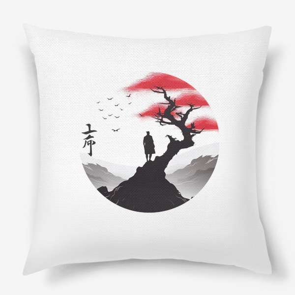 Подушка «Самурай и японское дерево»