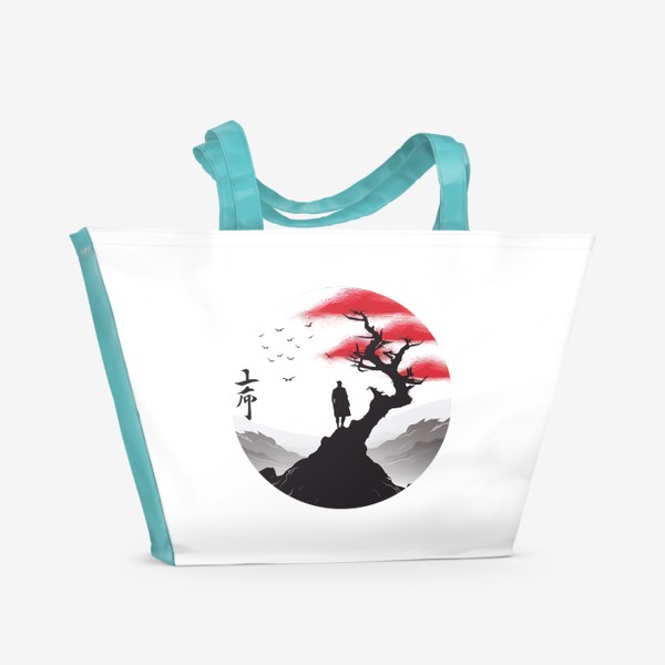 Пляжная сумка «Самурай и японское дерево»