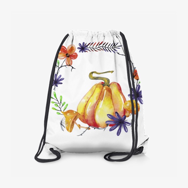 Рюкзак «Осенний цветочный принт с тыквой и мухоморами Хэллоуин »