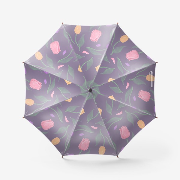 Зонт «Бесшовный узор: тюльпаны сиреневый»