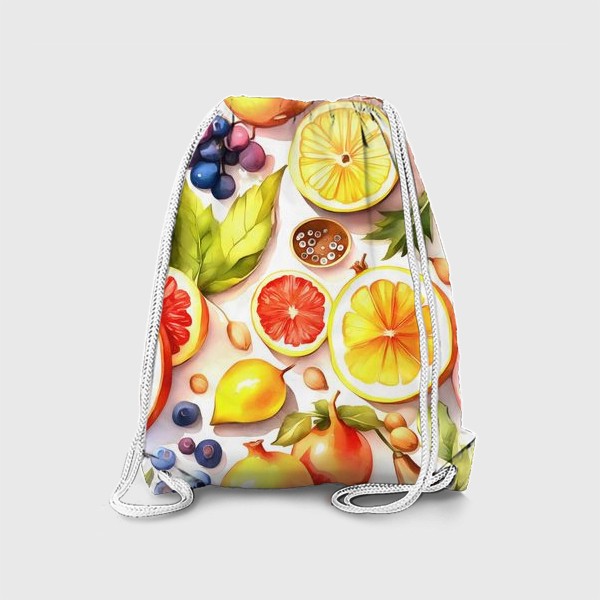 Рюкзак «Различные фрукты и ягоды акварелью»