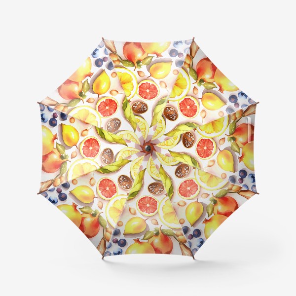 Зонт «Различные фрукты и ягоды акварелью»