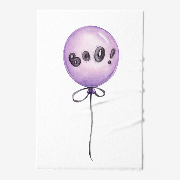 Полотенце «Фиолетовый воздушный шарик с надписью "Бу!" на Хэллоуин»