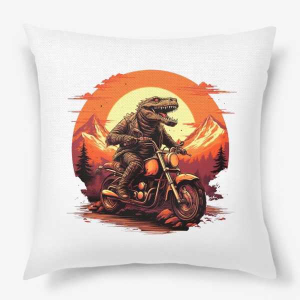 Подушка «Динозавр на мотоцикле»