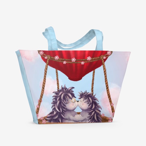 Пляжная сумка «Ежики на воздушном шаре»