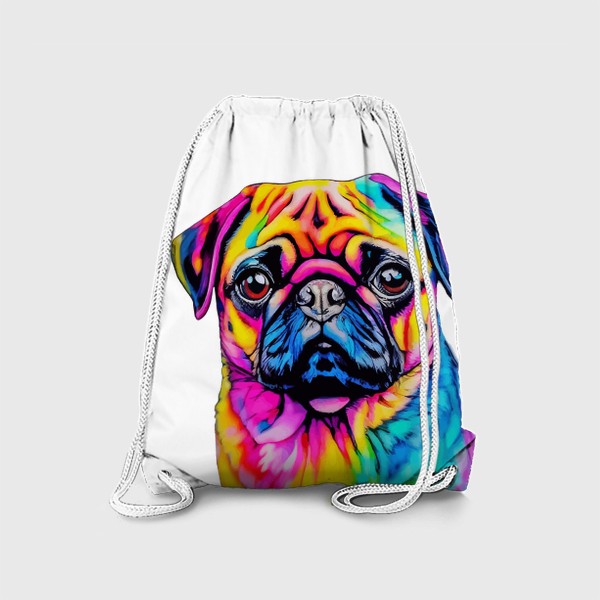 Рюкзак «мопс собака разноцветный принт»