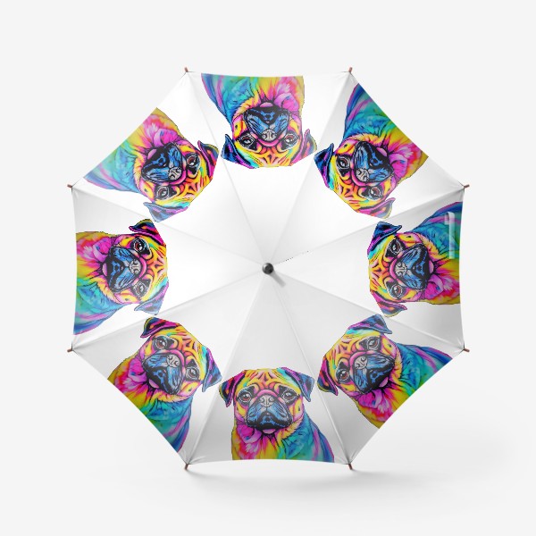 Зонт «мопс собака разноцветный принт»