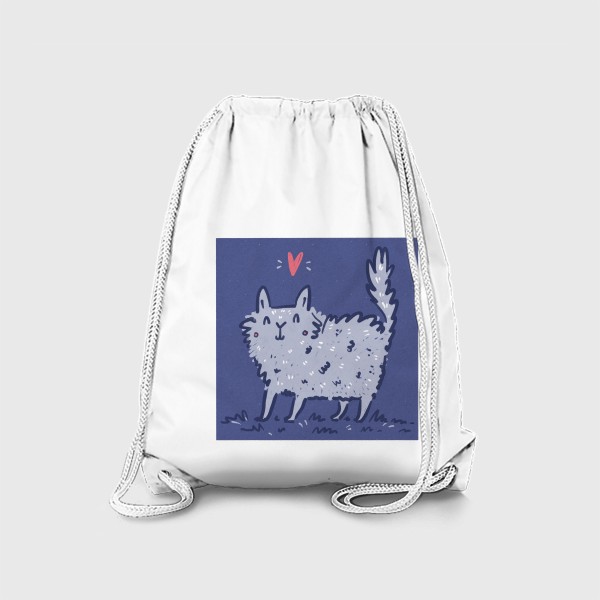 Рюкзак «Пушистый белый кот в наивном стиле»
