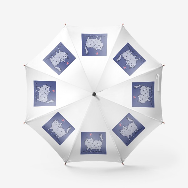 Зонт «Пушистый белый кот в наивном стиле»