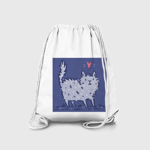 Рюкзак «Милый белый кот в наивном стиле»