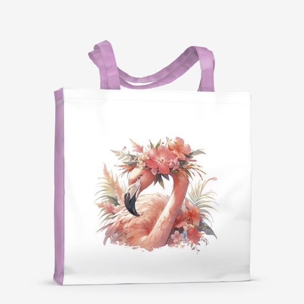 Сумка-шоппер «фламинго в букетах цветов »
