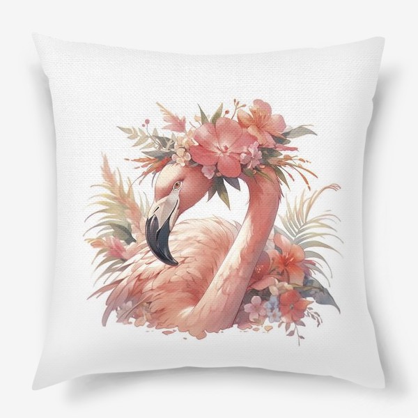 Подушка «фламинго в букетах цветов »