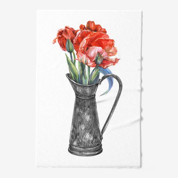 Полотенце «Красные тюльпаны в кувшине»