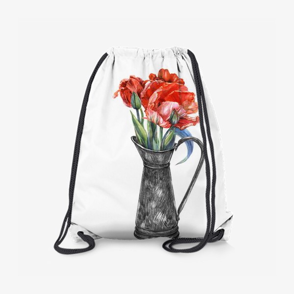 Рюкзак «Красные тюльпаны в кувшине»