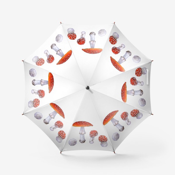 Зонт «Красные мухоморы. Акварельная иллюстрация»