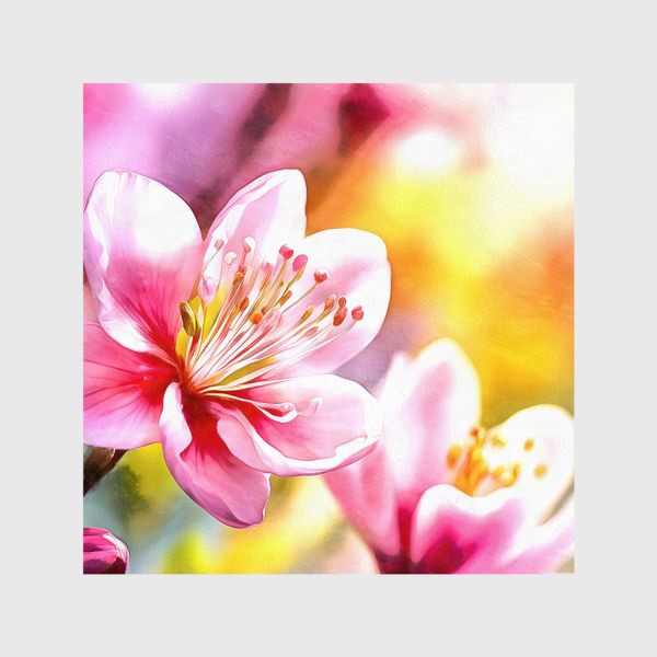 Шторы «Цветы сакуры акварель»