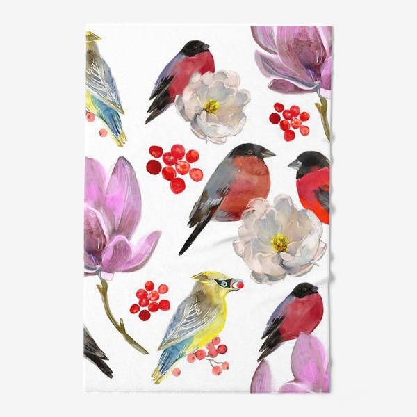 Полотенце «цветы и птицы »