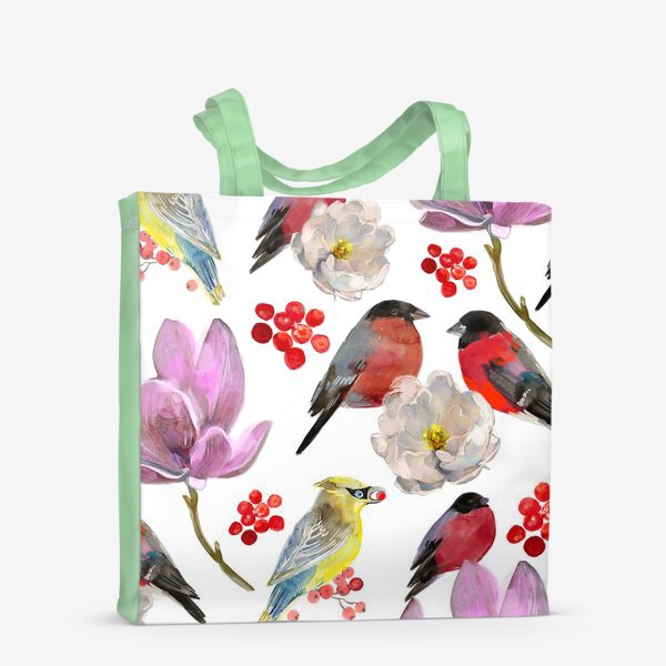 Сумка-шоппер «цветы и птицы »