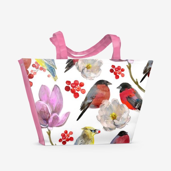 Пляжная сумка «цветы и птицы »