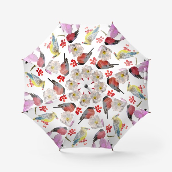 Зонт «цветы и птицы »