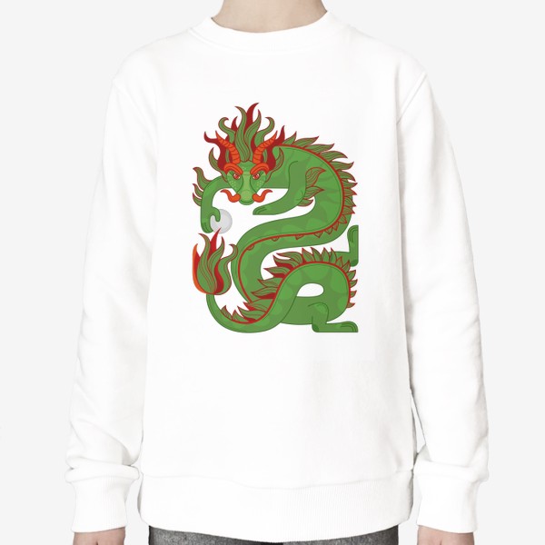 Свитшот «Зеленый китайский Дракон с жемчужиной. Символ 2024»