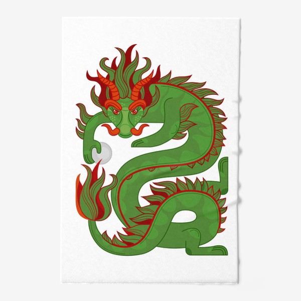 Полотенце «Зеленый китайский Дракон с жемчужиной. Символ 2024»