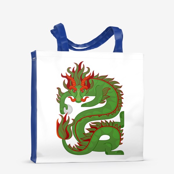 Сумка-шоппер «Зеленый китайский Дракон с жемчужиной. Символ 2024»