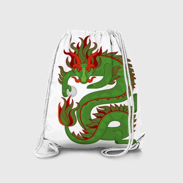 Рюкзак «Зеленый китайский Дракон с жемчужиной. Символ 2024»