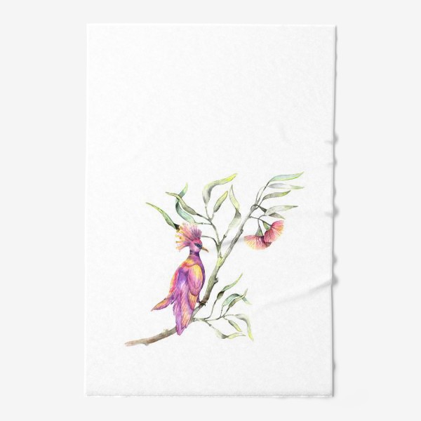 Полотенце &laquo;Розовая птица на ветке эвкалипта&raquo;