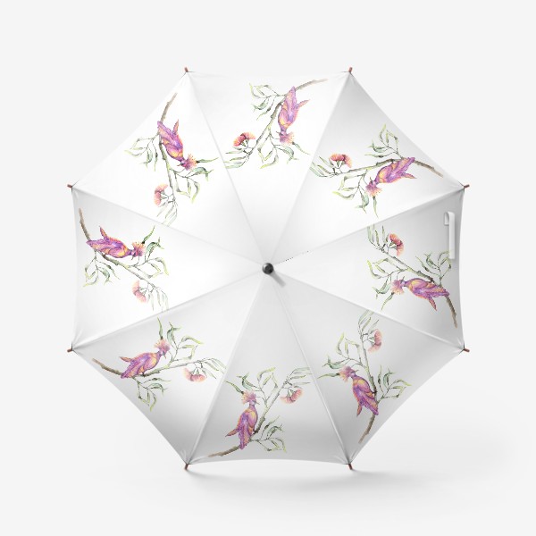 Зонт &laquo;Розовая птица на ветке эвкалипта&raquo;
