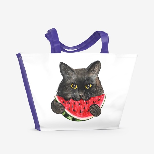 Пляжная сумка «Кот с арбузом»