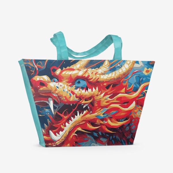 Пляжная сумка «дракон красный с синим»