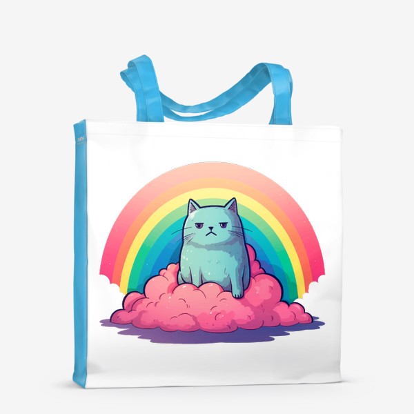Сумка-шоппер «Кот на облаке с радугой»
