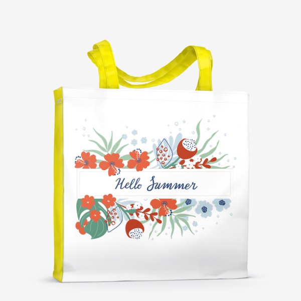 Сумка-шоппер «Принт с тропическими цветами. Hello Summer.»