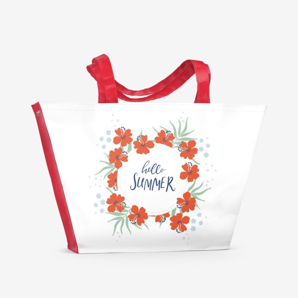 Пляжная сумка «Принт с тропическими цветами. Hello Summer.»