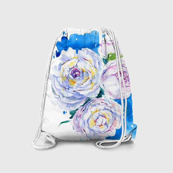 Рюкзак «Белые пионы на голубом фоне»