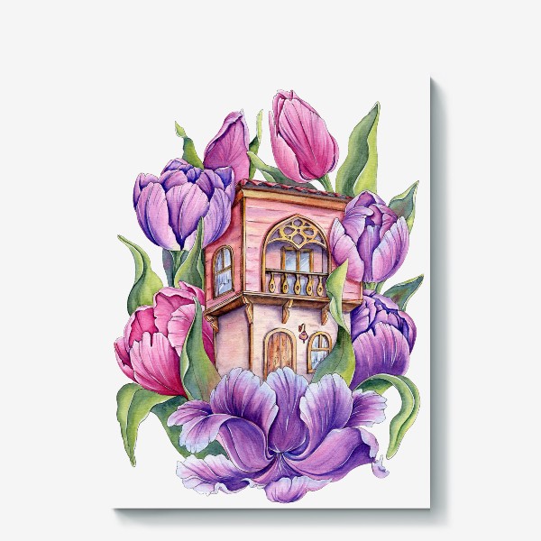 Холст «Тюльпанный домик»