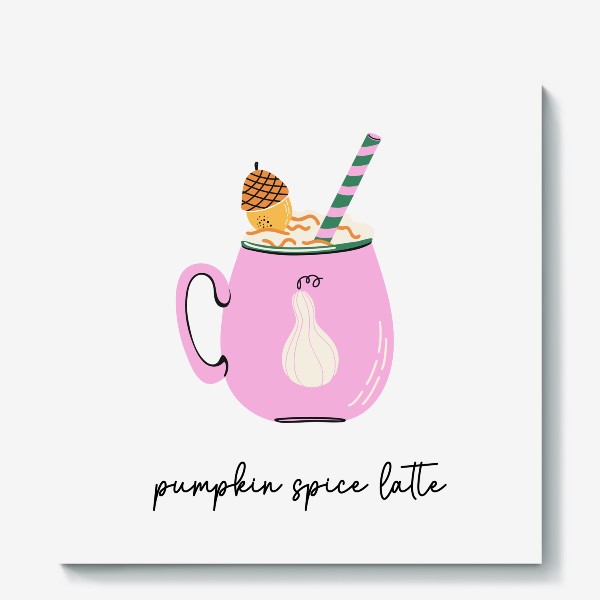 Холст «Pumpkin spice latte. Пряный сезонный кофе.»