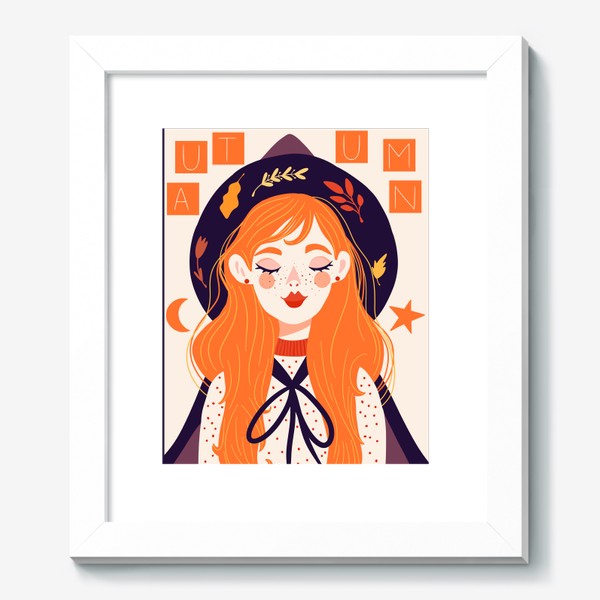 Картина «Осенняя ведьмочка в шляпе на Хэллоуин»