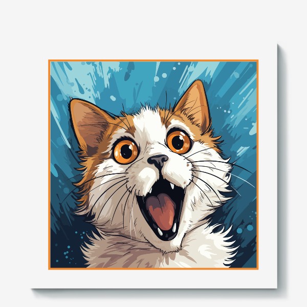 Холст «Мяукающий кот - прикольный котенок в стиле комикс»