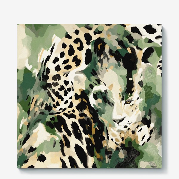 Холст «Леопард в акварельном плетении.»