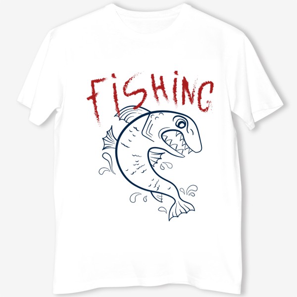 Футболка «Хищная рыбка и надпись fishing для рыбака»
