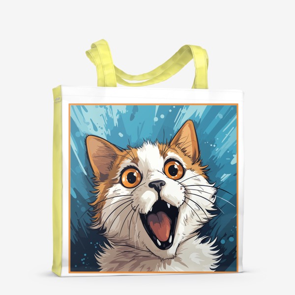 Сумка-шоппер «Мяукающий кот - прикольный котенок в стиле комикс»