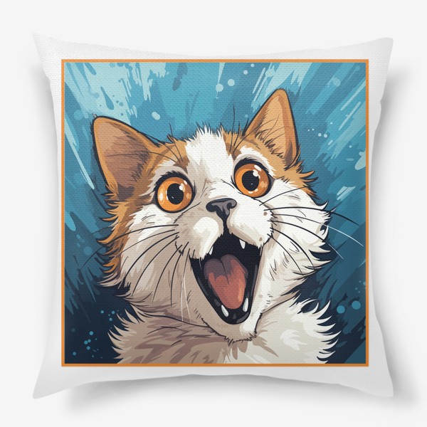 Подушка «Мяукающий кот - прикольный котенок в стиле комикс»