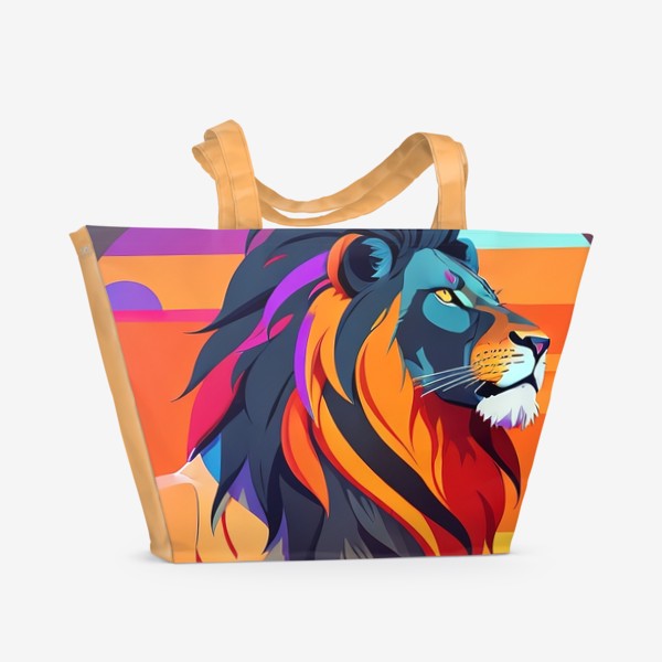 Пляжная сумка «Лев в абстрактном стиле»
